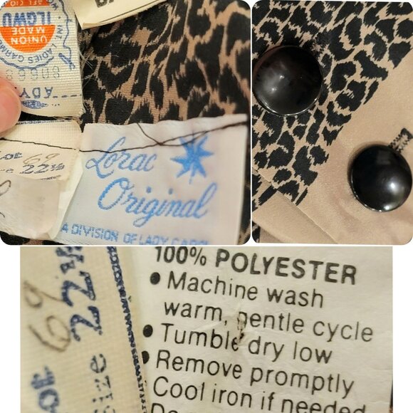 Vintage 70s Animal Print Set Women Plus 22 Black Gold Blouse Top Skirt Formal 2X - Picture 5 of 16